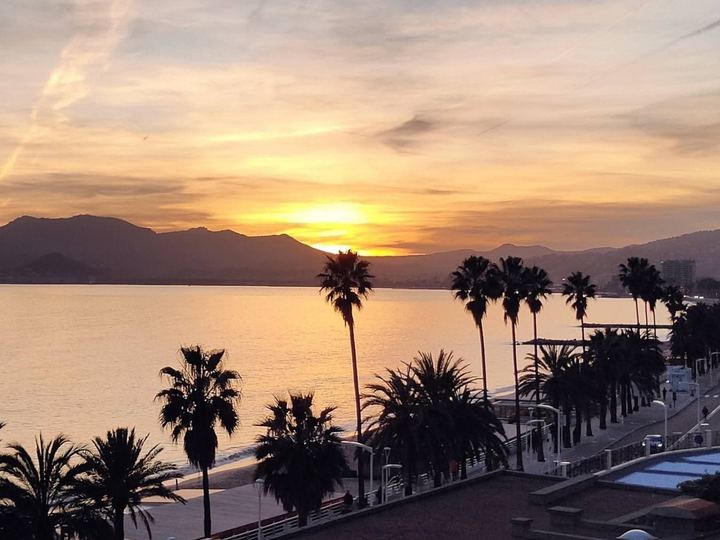 Sunset over the bay of Cannes